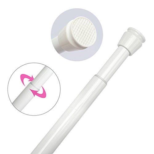 AuraLum® 140-250cm Verstellbare Duschvorhangstange Spannstange aus Aluminium Weiß Teleskop Duschstange Teleskopstange Dusche Stange ohne Bohren (Durchmesser: ca. 2,2cm) - 2