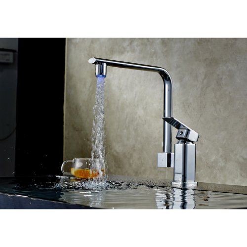 Auralum LED 360° Schwenkbar Küche Wasserhahn Armatur Chrom Spültischarmatur Einhandmischer Duschbrause 3 Farbwechsel Typ2 - 9