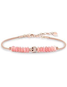Thomas Sabo Damen-Armband Love Bridge Totenkopf 925 Sterling Silber 750 rosegold vergoldet Nylon Zirkonia weiß...