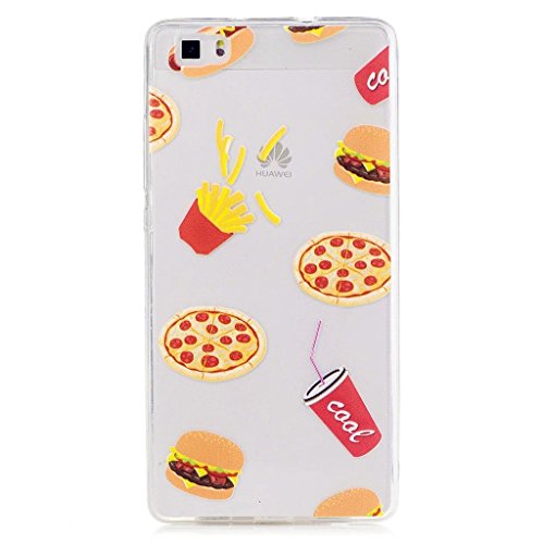 MUTOUREN TPU Case-für Huawei P8 Lite Schutzhülle/Hülle/Handyhülle-Silikon-Kasten-Abdeckungsschutz - Ultra dünn Durchsichtig Kristall Anti-scratch Drucken Handycover-Hamburger und Französisch frites