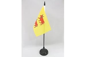 AZ FLAG - Drapeau De Table Province du Béarn - 15x10 cm - Mini Drapeau Béarnais De Bureau 100% Polyester Avec Hampe De 25cm Et Socle En Plastique Noir