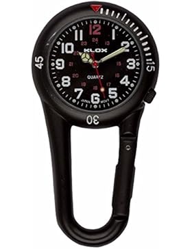 Klox Taschenuhr, schwarz, Clip-Befestigung mit Karabiner, Metall Taschenuhr Schwarzes Zifferblatt, für Sanitäter...