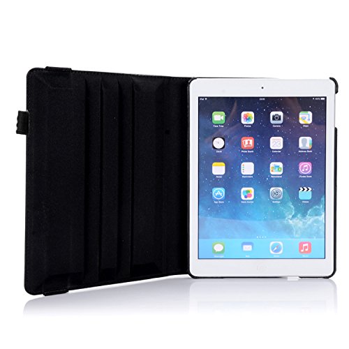 iPad Air Hülle, RC iPad Air iPad 5 360 drehende Smart Hülle PU Leder Abdeckung Gehäusedeckel für Apple iPad Air, Schwarz - 5