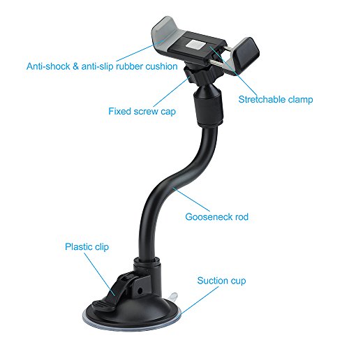 Supporto Smartphone Auto VicTsing Supporto Cellulare Parabrezza con Ventosa, Universale Porta 360Â¡Ã£ Rotazione per iPhone 7 7 Plus 6S 6 5S 4S 4, Samsung Galaxy HUAWEI Nokia LG, altri Smartphone e GPS Dispositivo. Nero