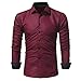 Produktbild Streifen Herren Hemden Solid Color Male Casual LangarmshirtsGreatestPAK TopsWeinrotXL