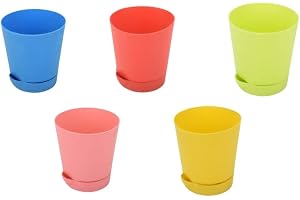 Go Hooked Self Watering Pots Planter for Plants - 4 Inch, Round, Set of 5