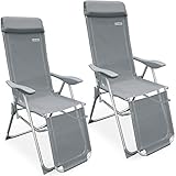 【 Hoher Sitzkomfort 】 Der Kopfbereich ist mit einem bequemen, abnehmbarem Polster ausgestattet. Die hochwertig bespannte Sitzfläche sorgt für eine gute Belüftung und bietet die perfekte Köperanpassung damit sorgen die Stühle für den perfekten Sitzkomfort. Ideal fürs Wohlfühlen in Ihrem Garten, auf der Terrasse, beim Angeln, Ihrem Badeausflug oder an dem Bagger-See.