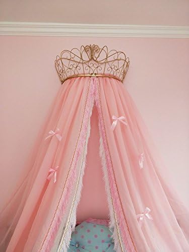 KQCNIFVNKLM Fringe mosquito net, Princess beding double european butterfly imitation linen bedding crown mosquito netting-pink