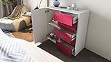 Kommode Sideboard Ben V2, Korpus in Weiß matt / Fronten in Grau Hochglanz - 