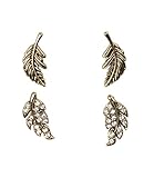Set aus 2 Ohrsteckern Ohrringen in Form angesagter Federn mit unterschiedlicher Verzierung
