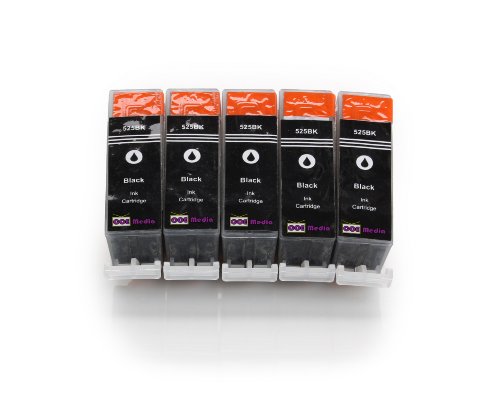 5x Cartuchos de Tinta para CANON PGI-525 | 5x PGI-525BK | para CANON Pixma IP4850 IP4950 IX6550 MG5150 MG5250 MG5350 MG6150 MG6250 MG8150 MX885 MX715 MX895