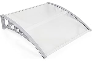 XUANYU Auvent de Porte d'entrée Auvent de fenêtre en Polycarbonat UV Protection, Gris Clair 100×150cm