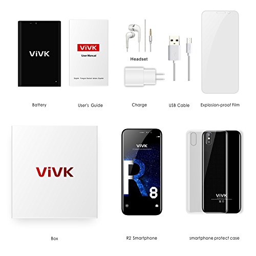 Cellulari in offerta, VIVK R8 5.72 Pollici Dual Sim Smartphone Android, Fotocamera (5MP + 8MP) e 16GB Memoria Interna, IPS Infinity Display HD+ 1440x720 pixel, WIFI, GPS - Nero