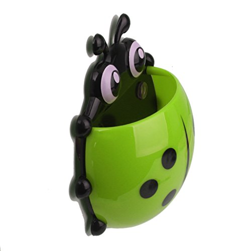 Porte-Brosses--Dents-Forme-de-Coccinelle-Support-Rangement--Ventouse-Dcoration-de-Salle-de-Bain-Enfant-Vert