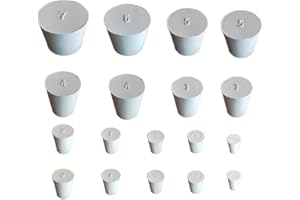 HeyWin Rubber Bungs,8mm to 37mm,18Pack,a Selection of Rubber Bungs Stoppers from Size #000 to #7,Used for Sealing Balloon Bottles,Water Tank Etc
