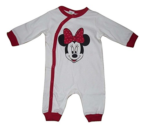Baby Girls Sleepsuits Baby Grow Pyjamas Disney Minnie Mouse T/b Upto 24 Months (12 months, white with feet)