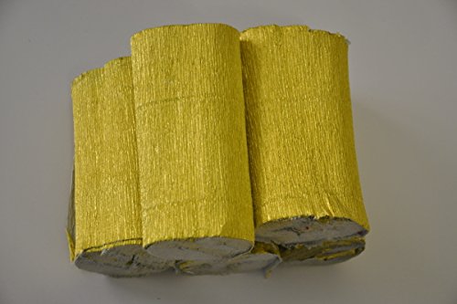 5 Rollen DEKO Krepppapier 10 cm breit, 2,5 meter - KREPPBÄNDER –gold fertig zugeschnitten