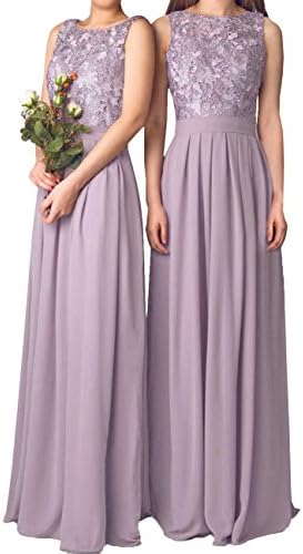 DingXuBao Women's New Lace Chiffon Bridesmaid Dress Prom Evening Gown(UK10, Pale Lavender)