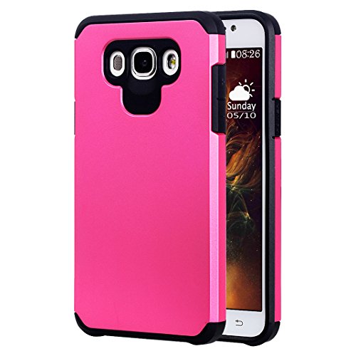 Galaxy J7 2016 Hülle Outdoor Rosa Schleife® PC Hard Back Cover Weich Silikon Bumper mit Dual Layer Schutz Hybrid Case Schutzhülle Handyhülle für Samsung Galaxy J7 2016 / J7109 / J7108 (5.5 Zoll)