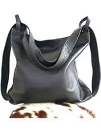 Borsa e zaino in pelle artigianale convertibile nero