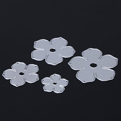 Amazingdeal365 4 PCS Blumen Metall Form Schablonen Schneiden DIY Dekor Sammelalbum Karten Buchzeichen Lesezeichen als Geschenk für Freunde Geburtstag Kinder,Kindergarten Hobby Schule Handarbeit Unterricht usw. Ein tolles Geschenk! - 3