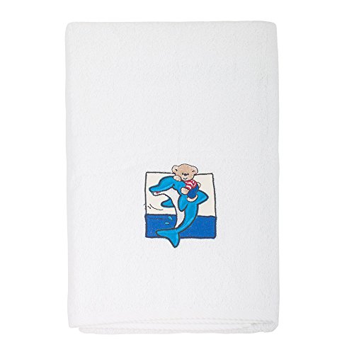 Junior Joy Brodé Bébé Serviette Conception de Dauphin Blanc
