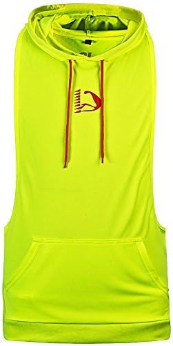 HASIDING Men's Muscle Cut Bodybuilding Stringer Hoodie Gym Tank Top Hoodie Tee Light Green L