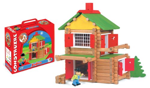 Jeujura JeujuraJ8003 Wooden Construction Chalet in a Suitcase (135-Piece)
