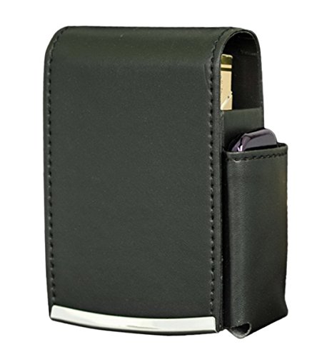 Panegy Herren Leder Zigarettenetui Zigarettenbox Zigarettenhülle für 20er Zigarettenschachtel - Verfügbar für Gürtel - Stilvoll und Praktisch - Schwarz - 10.5*8*3.5cm
