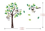 WallStickersDecal® Dschungel Wald Tier Affe auf bunten Baum Wandtattoo Wandaufkleber 170cm(H)(große) - 2