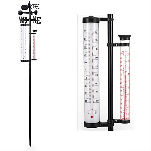 Wetterstation Garten Strebergarten Analog 4 Funktionen Temperatur Niederschlagsmenge Windrichtung Windgeschwindigkeit - 3