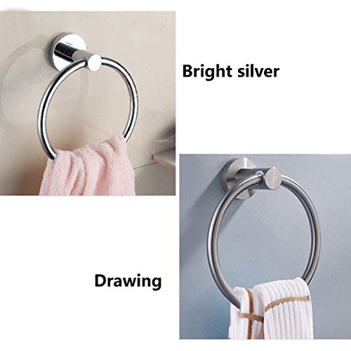 Handtuchring Edelstahl PHOEWON Modern Handtuchringe Wand Handtuchring Bad Ohne Bohren Runder Handtuchhalter, Haken FüR Badezimmer / KüChe / Handtuch – Gebürstetes Finish - 5