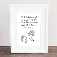 Bild, Poster, Kunstdruck, Deko, Spruch, Pippi Langstrumpf, Pferd, Kleiner Onkel, Geschenkidee, handgezeichnet