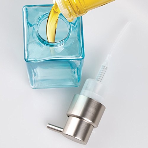 mDesign Schaumseifenspender wiederbefüllbar – edler Seifenspender aus Glas mit 414 ml Füllmenge – idealer Seifenschaumspender für die Küche oder als Badzubehör – blau - 3