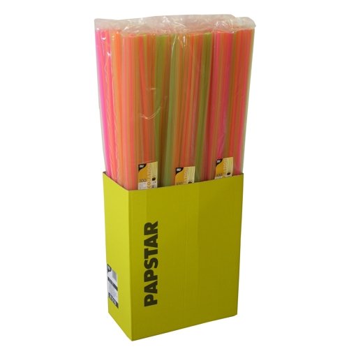 100 Strohhalme Happy People Mallorca XXL 100cm NEON - Bunt Feiern Sommer Party Sangria