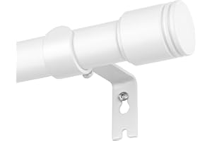 USFOOK Gardinenstange Weiß, Metall Vorhangstange 80 bis 218 cm für Wohnzimmer, 25mm Durchmesser Ausziehbare Gardinenstange mit Zylindrischen Endstück