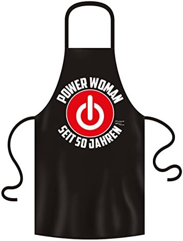 50th Birthday Gift BBQ Apron Power Girl Power Woman For 50 Years Gift Idea Her Colour: Black & Certificate Holder, 100% Cotton, Black (black-02), One Size