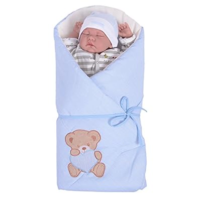 Sevira Kids - Gigoteuse d'emmaillotage Multi-Usage 100% coton certifié - Nid d'ange naissance Bleu Nounours