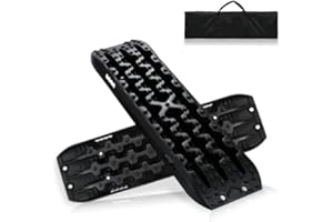 Herrselsam 2 Pezzi di lamiere di Sabbia Fuoristrada, Tappetino di trazione in plastica, con Custodia, carico 10T per Fuoristrada, Camper, Auto, Camion