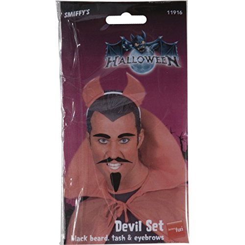 Augenbrauen Bart Kinnbart Teufel Haar Set 4 tlg Teufelsmaske Haare Teufels Maske Satan Mephisto Hölle Teufelkostüm Zubehör Karnevalskostüme Herren Accessoires - 2