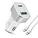 Price comparison product image USB Type C Car Charger, 63W Quick Charge 3.0 QC3.0 USB + PD Type C Car Charger Phone Power Adapter High Speed for New MacBook Pro,Chromebook,Samsung Galaxy S8/S7/S6,iPhone X, iPad (white-silvery)
