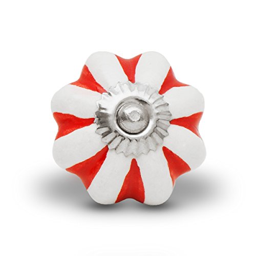 Preisvergleich Produktbild Möbelknopf Möbelgriff Möbelknauf Kürbis Bonbon rot / weiß Kinderzimmer einrichten