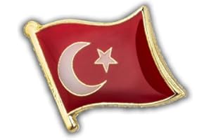 CLJ CHARLES LE JEUNE Pin's - Bandiera turca galleggiante, bandiera turca, bandiere di ottima qualità di finitura, spilla, distintivo, spille medio-oriente, Taglia unica, Lega di acciaio