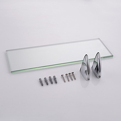 KES Badablage Glasregal Eckablage Glasbodenträger aus Edelstahl und Glas, Klar und Silber, BGS3202S35 - 8
