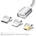 Produktbild Magnetisches 3 in 1 Multi USB Kabel, ZKAPOR Magnetic Sync Datenkabel Ladekabel mit Micro USB Typ C Magnet Adapter für Phone 8/7/6/5, Samsung Galaxy S9 S8 S7, Huawei, Honor, Kindle, Xiaomi