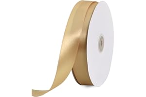 TONIFUL Satinband golden 25mm, 91 Meters Dekoration Geschenkband Fein Schleifenband, Stoffband für Hochzeit, Taufe und Geburtstag Geschenke Der Valentinstag Verpackung von Geschenken