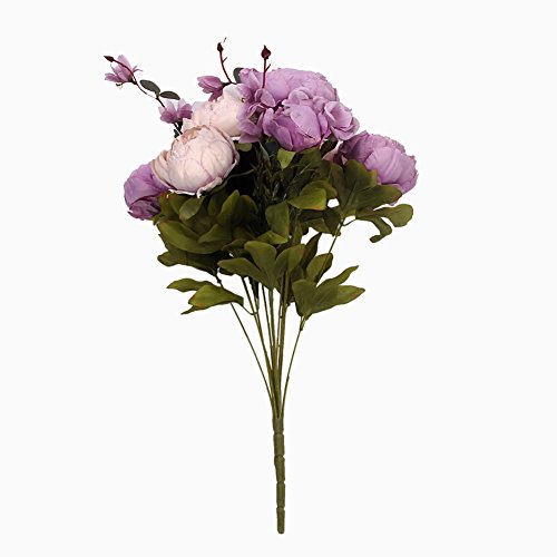 Houda Vintage Pfingstrosen, künstlich, Seide, Blumen Sträuße Home Hotel Hochzeit Dekoration Violett (New Purple) - 5