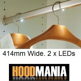LED Illuminated Wardrobe Hanger Rail & Brackets, Times off after 45 seconds, battery powered.