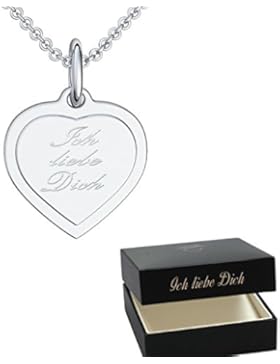 Herzkette mit Gravur Silber 925 Kette Zirkonia Stein Damen +GRATIS Gravur-Etui Echtsilber Herzanhänger Herzchenkette...