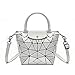 Produktbild CHENGXIAOXUAN Damen-Reißverschlusstasche Rhombische Falttasche Mit Großer Kapazität Tragbare Umhängetasche Geometrische Rauten-Spleißtasche,Silver-32 * 14 * 25cm